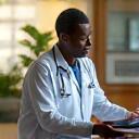 Doctor consulting a Ugandan patient with a personalized treatment plan
