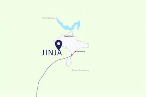 Map of Jinja with clinic location marked